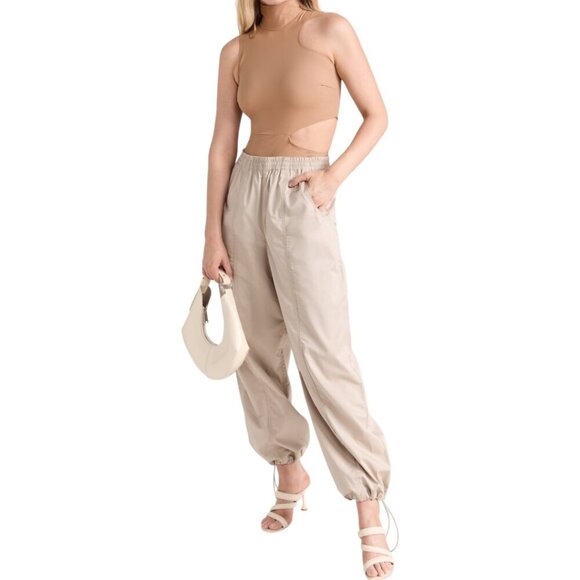 New Agolde Dakota Track Pant In Truffle Size Large Wide Leg Cotton Lightweight - Picture 3 of 16